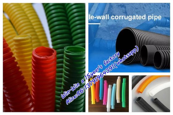 Jalur Produksi Mesin Pembuat Pipa PVC PP PE Jalur Ekstrusi Pipa Bergelombang Sekrup Tunggal atau Ganda